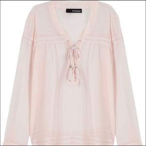 The Kooples - pink- laced front peasant blouse
